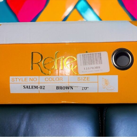 Refresh Ankle Boots NWT Vintage-Inspired Brown Buckle Block Heel 10 (Fits 9/9.5) - Picture 14 of 16